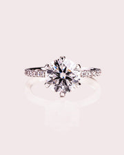 Round Cut Moissanite Solitaire Engagement Ring